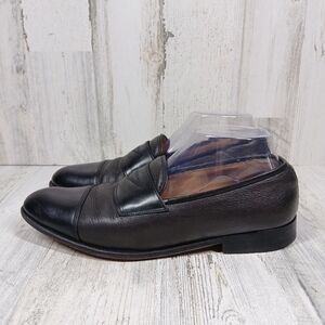Bruno Magli Linea Uomo Elite Black Leather Penny Loafers